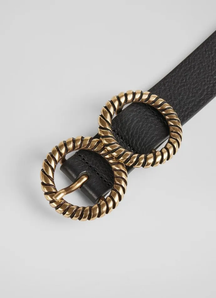 Women Arlo Black Leather Double Metal Twist Belt LKBennett Belts Women Arlo Black Leather Double Metal Twist Belt LKBennett Belts