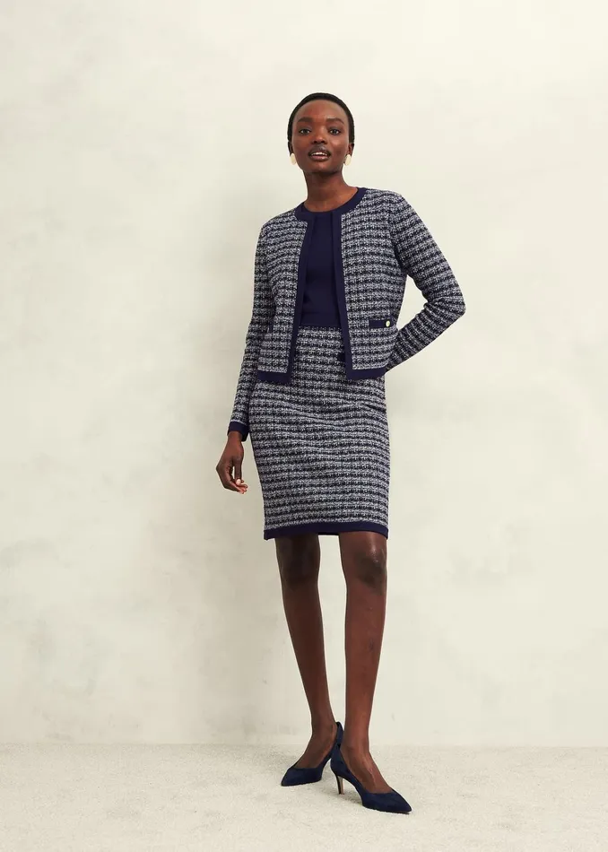 Women Audra Knitted Jacket Midnight Ivory Hobbs Coats and Jackets