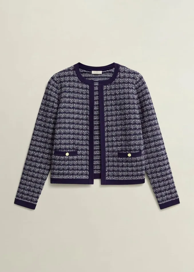 Women Audra Knitted Jacket Midnight Ivory Hobbs Coats and Jackets
