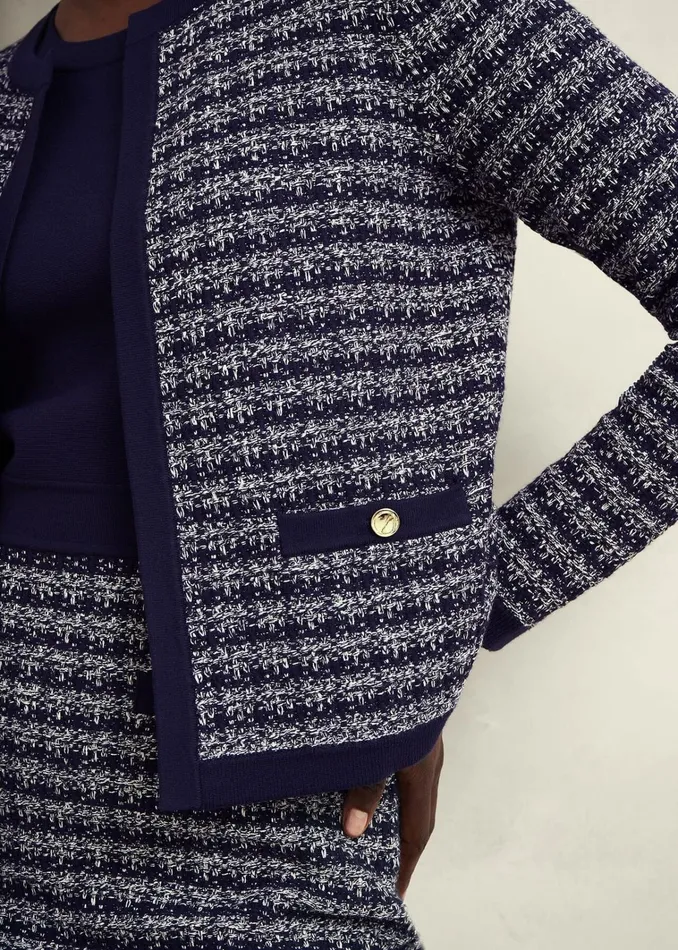 Women Audra Knitted Jacket Midnight Ivory Hobbs Coats and Jackets