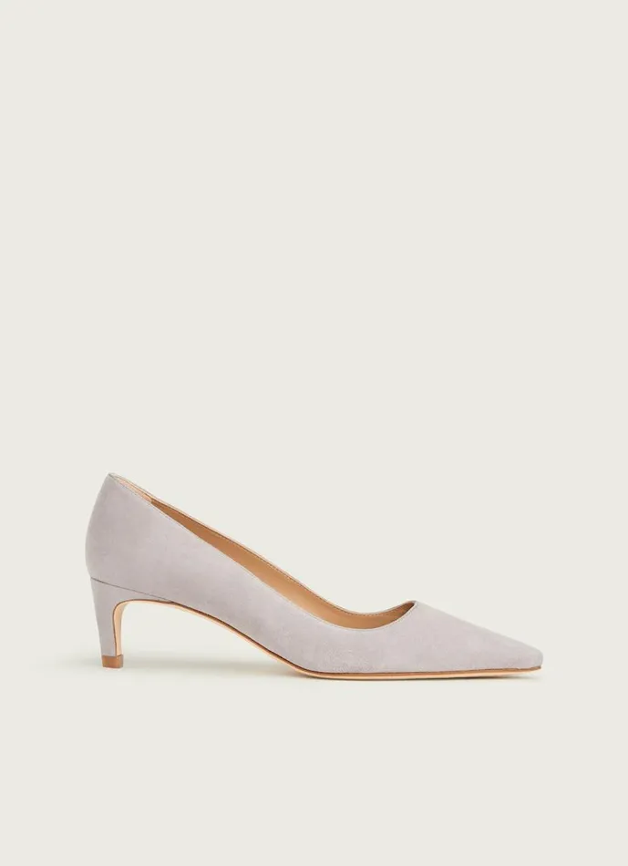 Women Ava Grey Suede Kitten Heel Courts Grey LKBennett Court Shoes