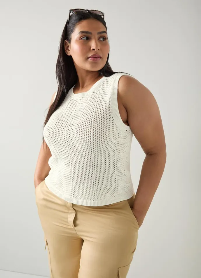 Women Ava White CottonRich Knitted Tank Top Pure White LKBennett Knitwear