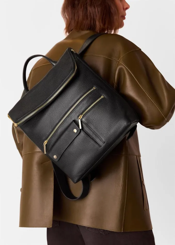 Women Backpacks Whistles Black Farrow Pocket Detail Backpack