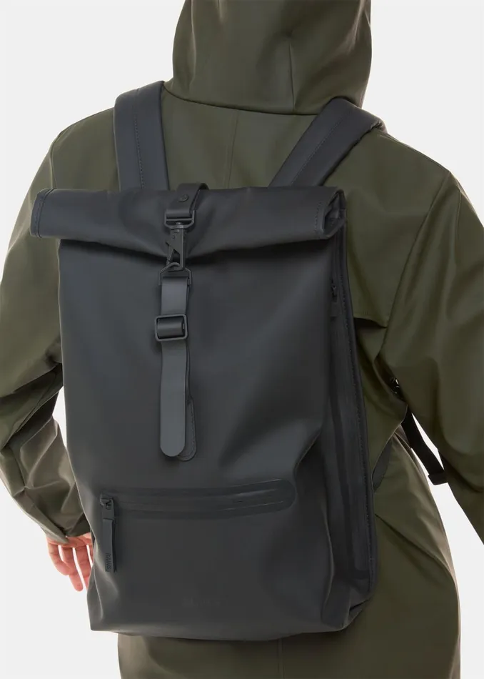 Women Backpacks Whistles Black Rains Roll Top Backpack