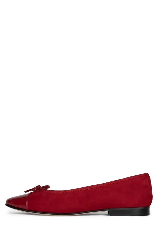 Women Ballet Flats Jeffrey Campbell ARABESQUE Red Suede Combo
