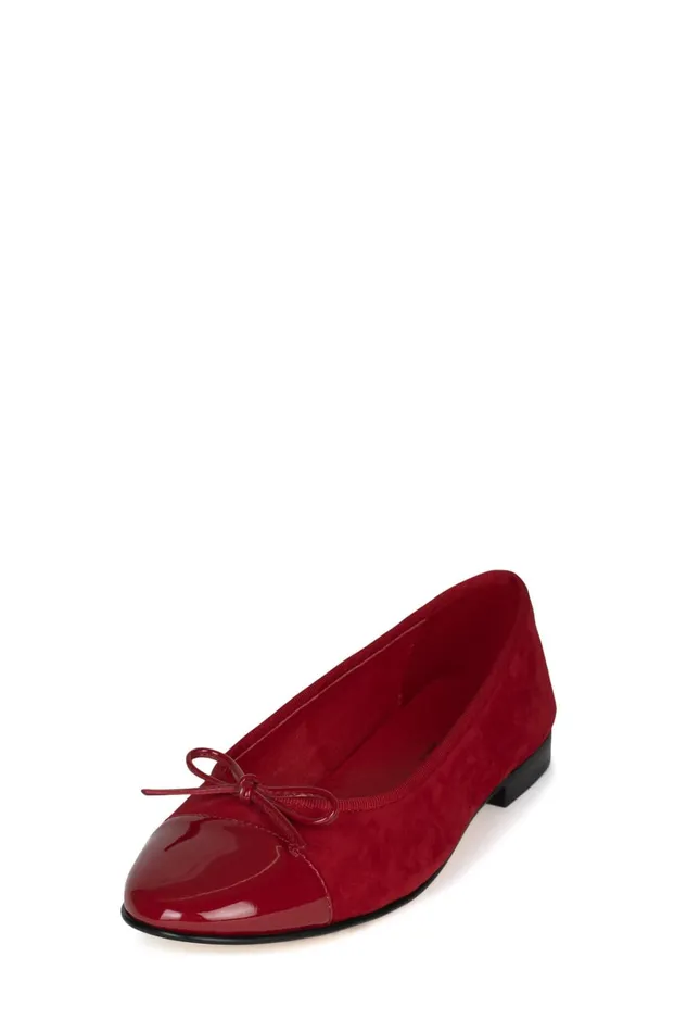 Women Ballet Flats Jeffrey Campbell ARABESQUE Red Suede Combo