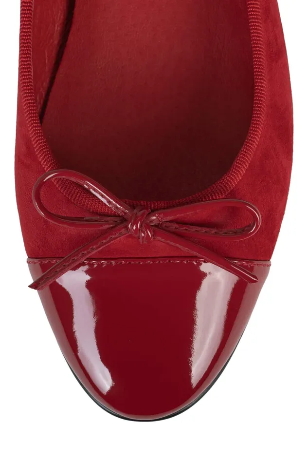 Women Ballet Flats Jeffrey Campbell ARABESQUE Red Suede Combo