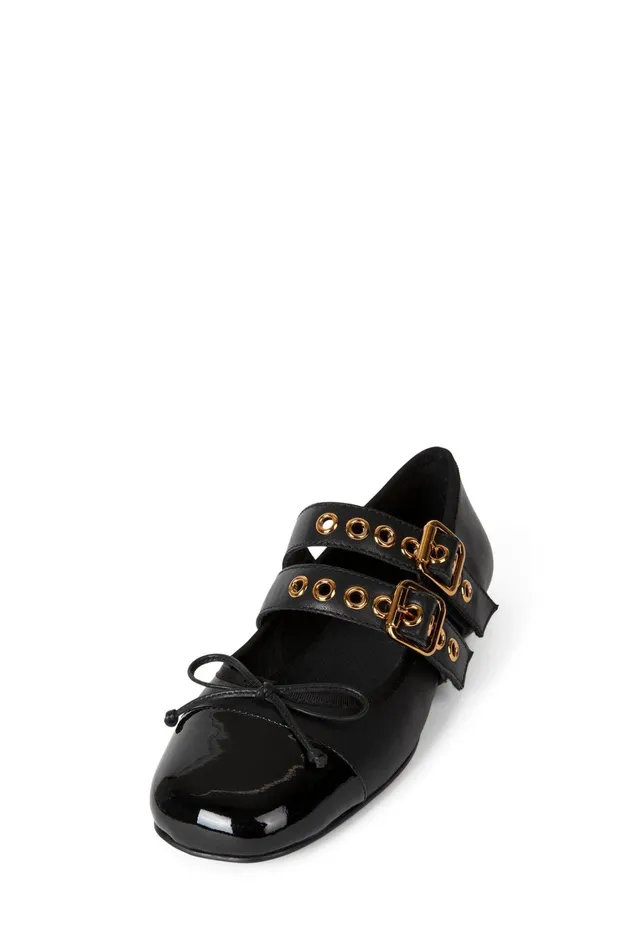 Women Ballet Flats Jeffrey Campbell BALLETIC Black White Nude Patent