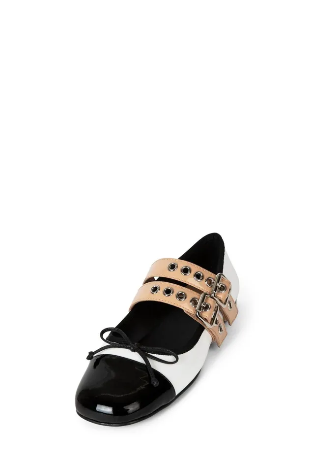 Women Ballet Flats Jeffrey Campbell BALLETIC Black White Nude Patent