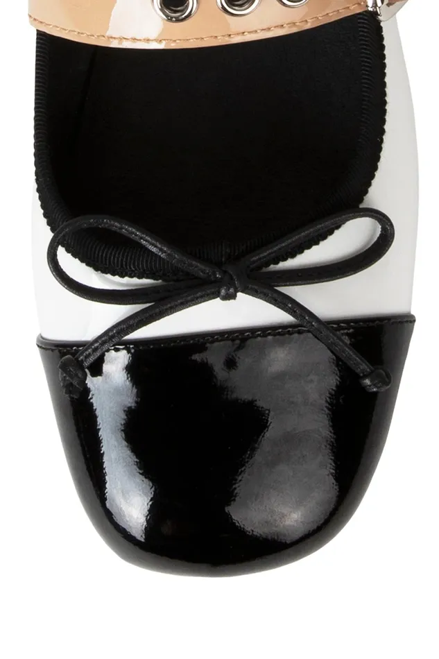 Women Ballet Flats Jeffrey Campbell BALLETIC Black White Nude Patent
