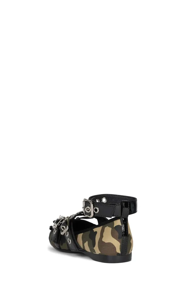 Women Ballet Flats Jeffrey Campbell CHOREO Khaki Camo Black