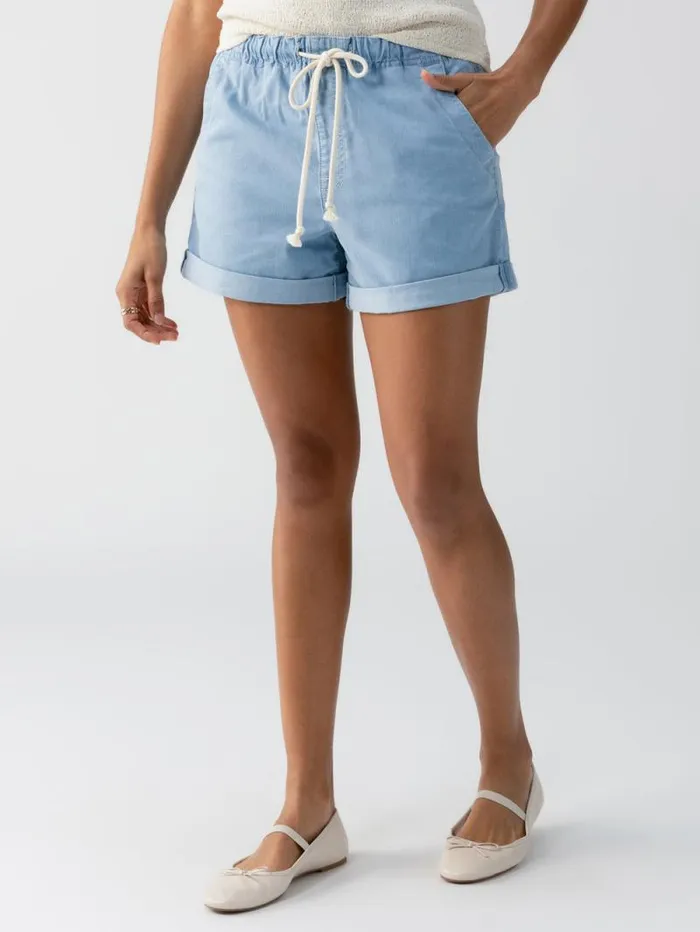 Women Beachy Cuffed Standard Rise Short Pale Blue Sanctuary Clothing Denim