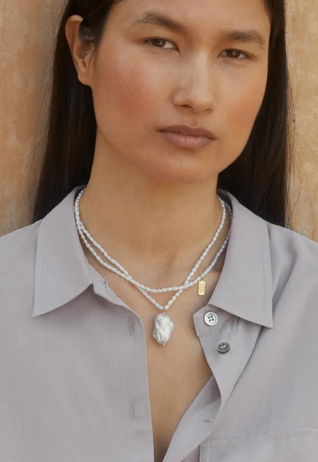 Women Beaded Necklace Gold Pearl Poetry Fashion Jewellery
