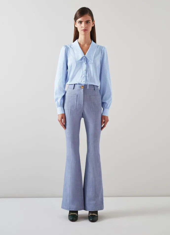 Women Beecham Blue And White Stripe CottonRich Blouse Blue White LKBennett Tops Women Beecham Blue And White Stripe CottonRich Blouse Blue White LKBennett Tops
