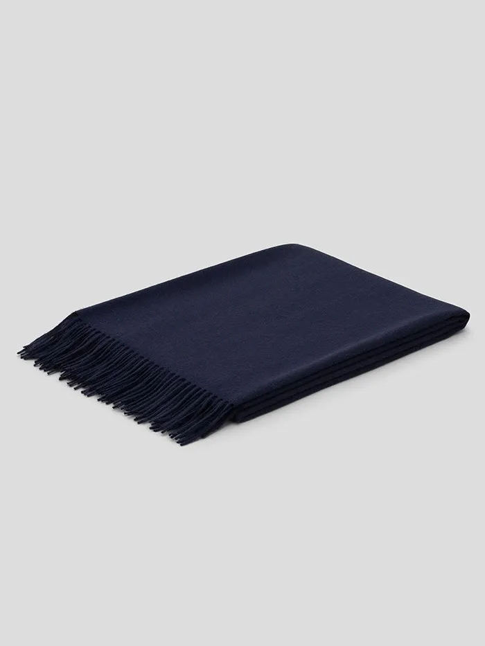 Women Begg X Co Arran Scarf Arran Solid Cashmere Throw Navy