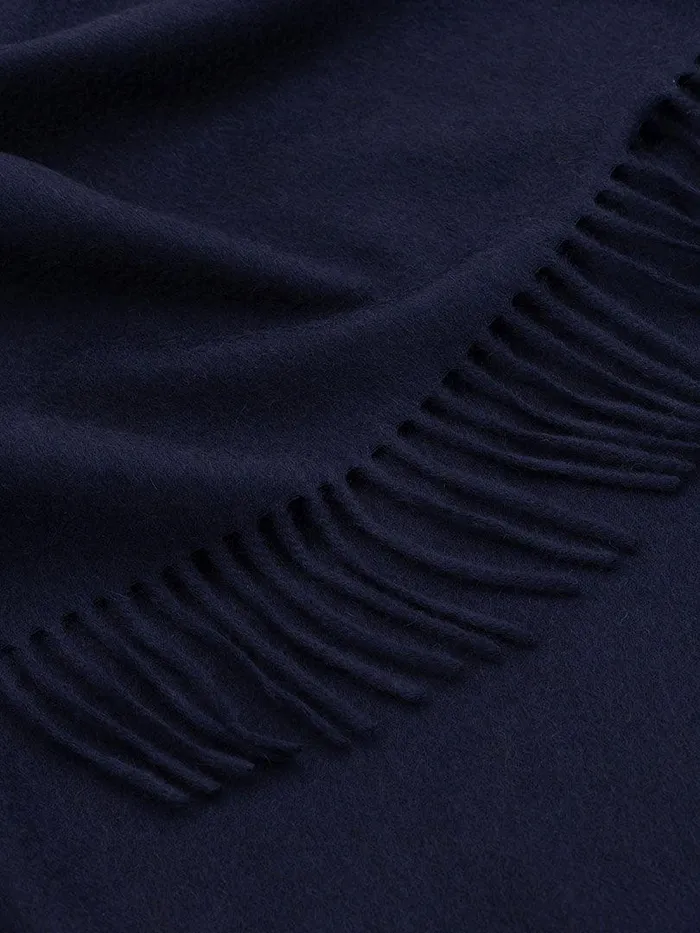 Women Begg X Co Arran Scarf Arran Solid Cashmere Throw Navy