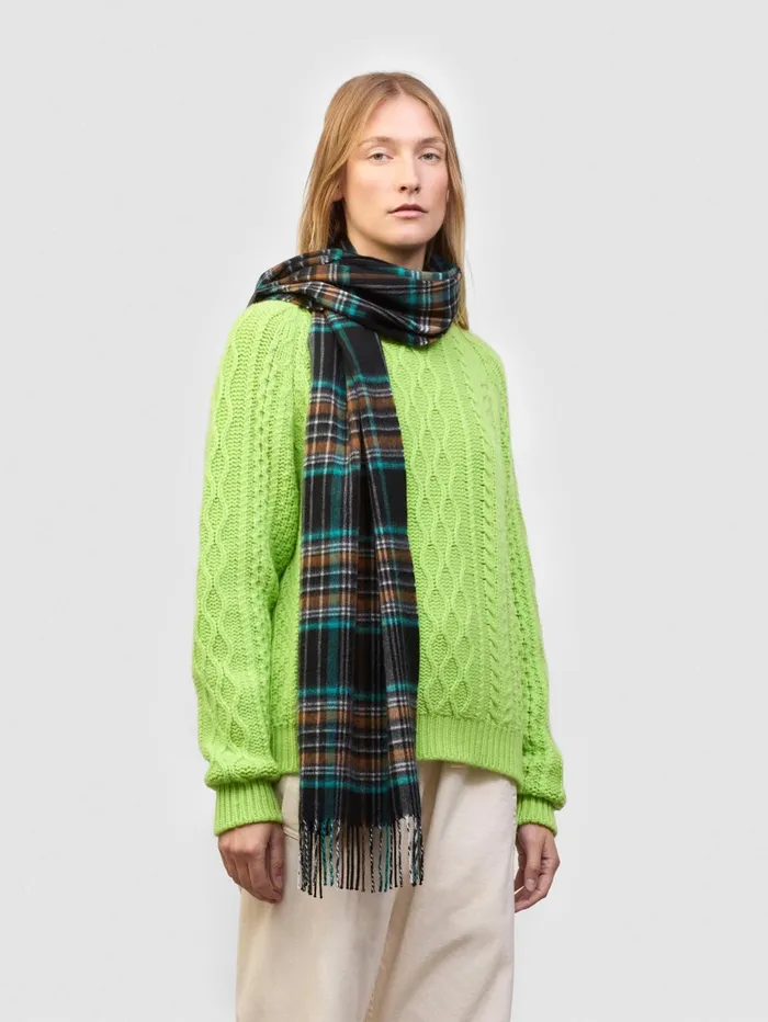 Women Begg X Co Scarves Arran Serfaus Cashmere Scarf Black White Teal