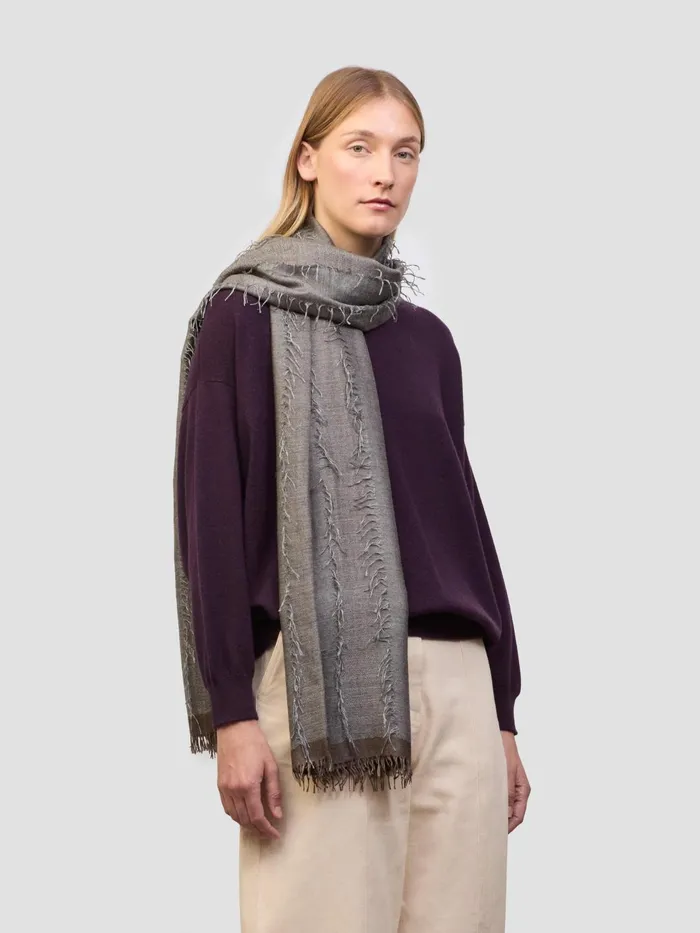 Women Begg X Co Scarves Lash Funivie Cashmere Silk Scarf Grey Brown