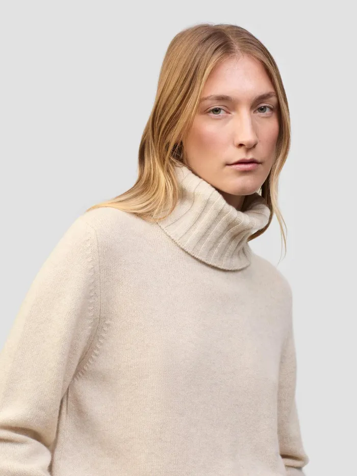 Women Begg X Co Sweaters Hepburn Roll Cashmere Sweater Light Natural