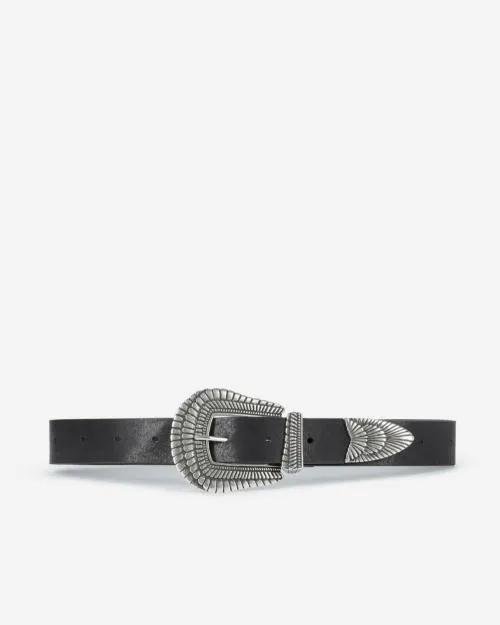 Women Belts The Kooples Black Leather Belt Black