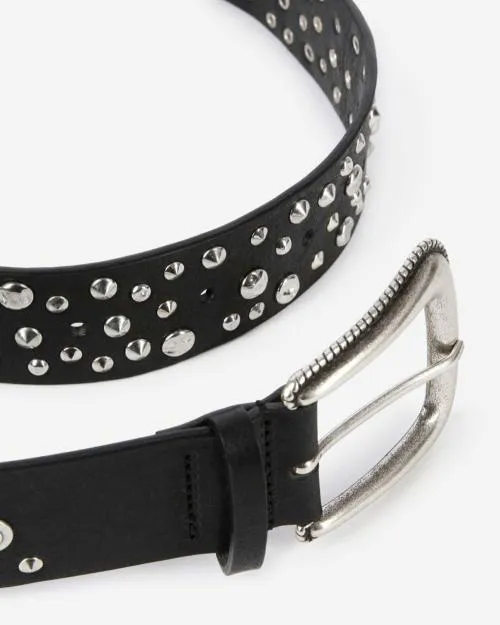 Women Belts The Kooples Black Leather Belt With Studs Black
