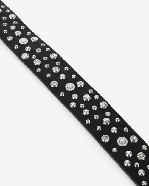 Women Belts The Kooples Black Leather Belt With Studs Black