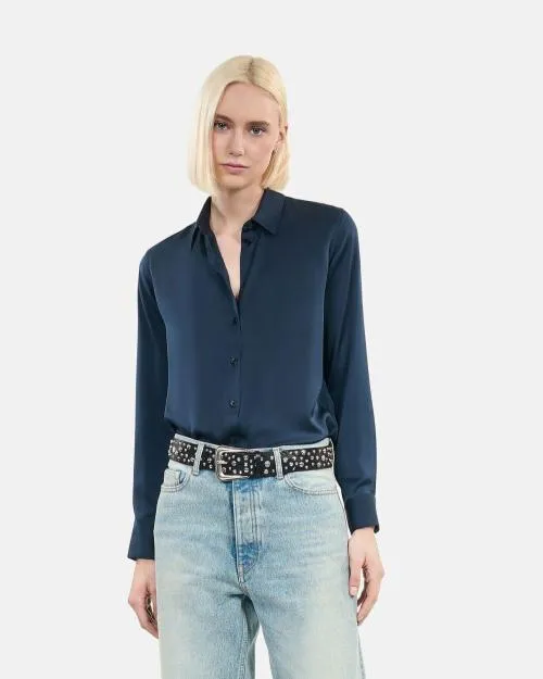 Women Belts The Kooples Black Leather Belt With Studs Black