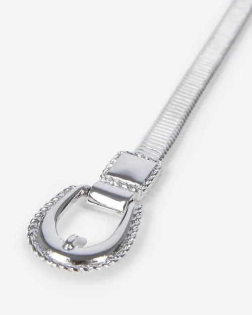 Women Belts The Kooples Thin Belt In Silver Metalwork Silver