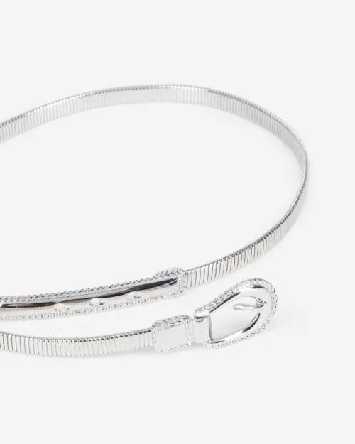Women Belts The Kooples Thin Belt In Silver Metalwork Silver