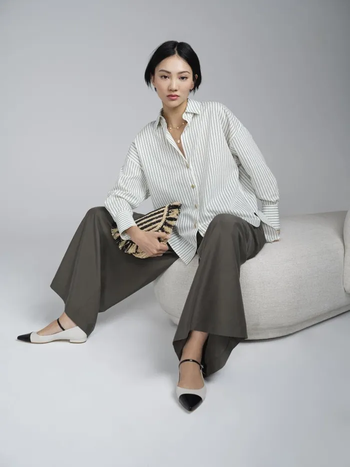 Women Bextor Cream And Green Stripe Italian ViscoseCotton Shirt Green Cream LKBennett Tops Women Bextor Cream And Green Stripe Italian ViscoseCotton Shirt Green Cream LKBennett Tops