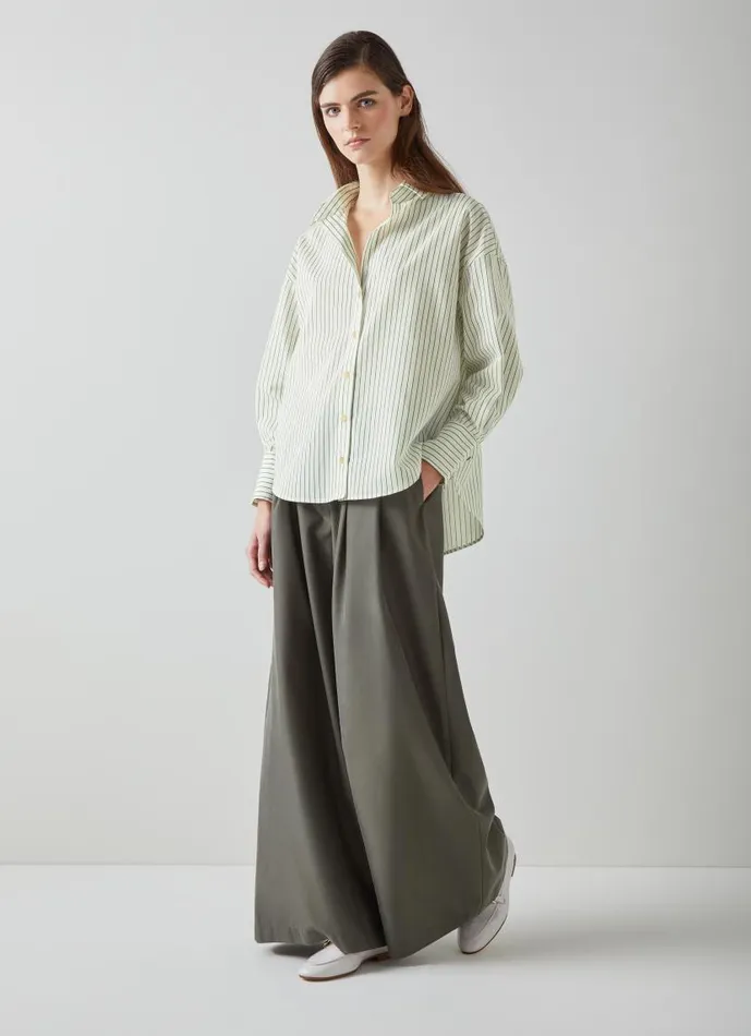 Women Bextor Cream And Green Stripe Italian ViscoseCotton Shirt Green Cream LKBennett Tops Women Bextor Cream And Green Stripe Italian ViscoseCotton Shirt Green Cream LKBennett Tops