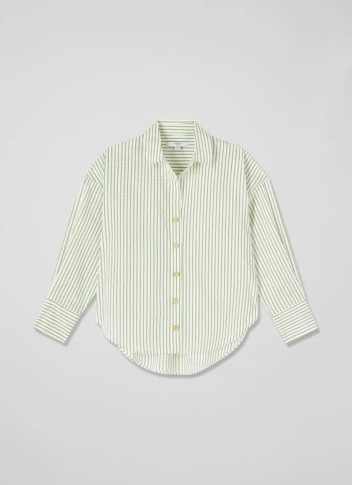 Women Bextor Cream And Green Stripe Italian ViscoseCotton Shirt Green Cream LKBennett Tops Women Bextor Cream And Green Stripe Italian ViscoseCotton Shirt Green Cream LKBennett Tops