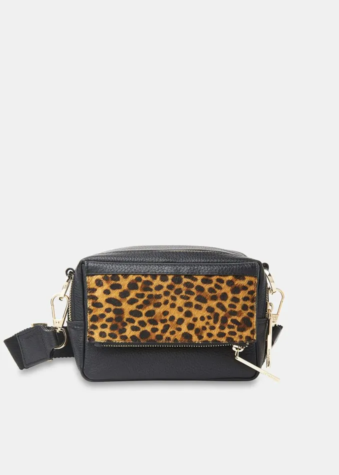 Women Bibi Bags Whistles Black Bibi Leopard Crossbody Bag