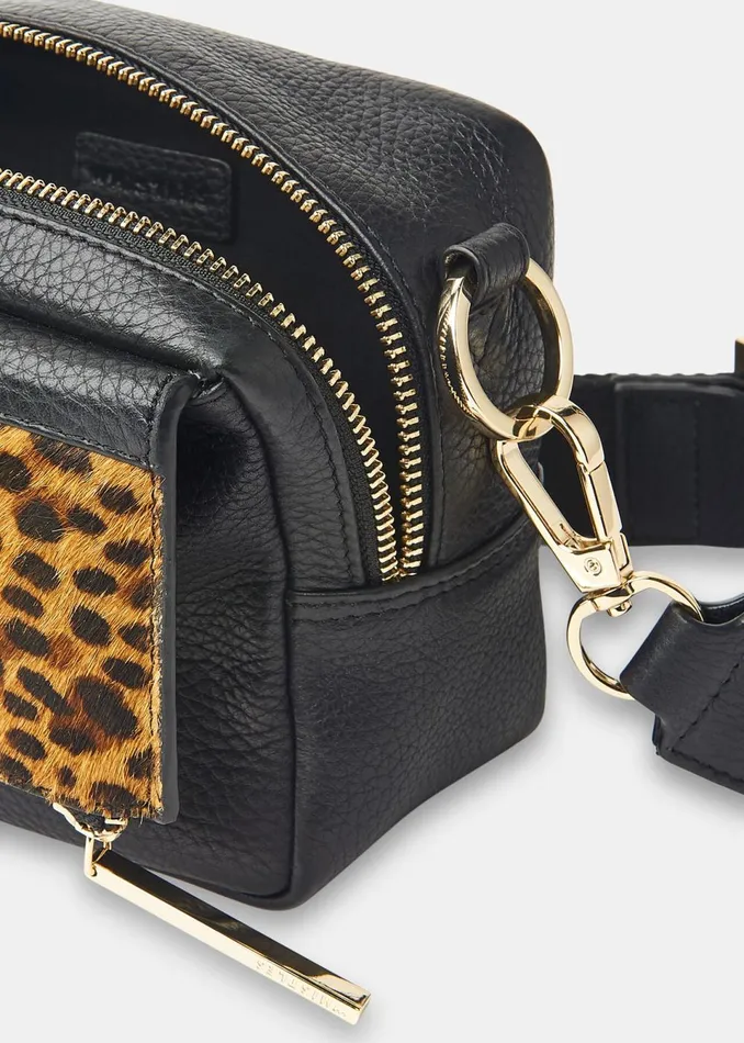 Women Bibi Bags Whistles Black Bibi Leopard Crossbody Bag