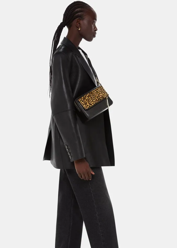 Women Bibi Bags Whistles Black Bibi Leopard Crossbody Bag