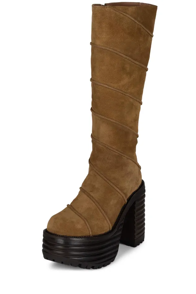 Women Boot Jeffrey Campbell CHERRYPIE Tan Oiled Suede