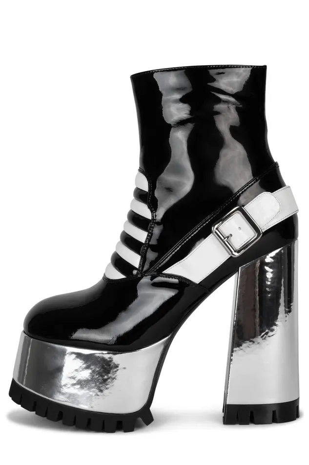 Women Boot Jeffrey Campbell GALACTIA Black Patent Multi