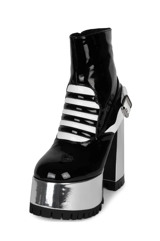 Women Boot Jeffrey Campbell GALACTIA Black Patent Multi