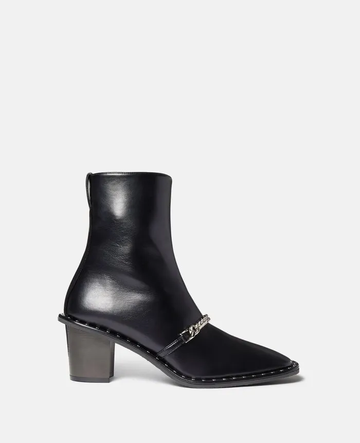Women Boots Stella McCartney Falabella Mid Heel Ankle Boots Black