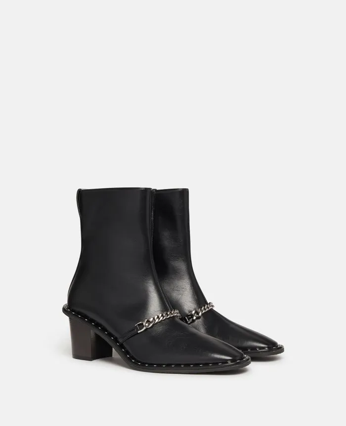 Women Boots Stella McCartney Falabella Mid Heel Ankle Boots Black Women Boots Stella McCartney Falabella Mid Heel Ankle Boots Black