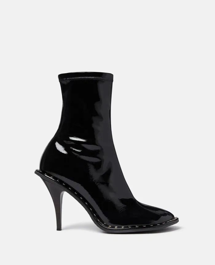 Women Boots Stella McCartney Ryder Lacquered Stiletto Ankle Boots Black