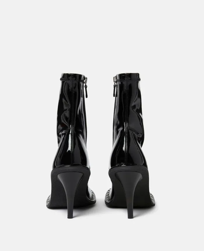 Women Boots Stella McCartney Ryder Lacquered Stiletto Ankle Boots Black