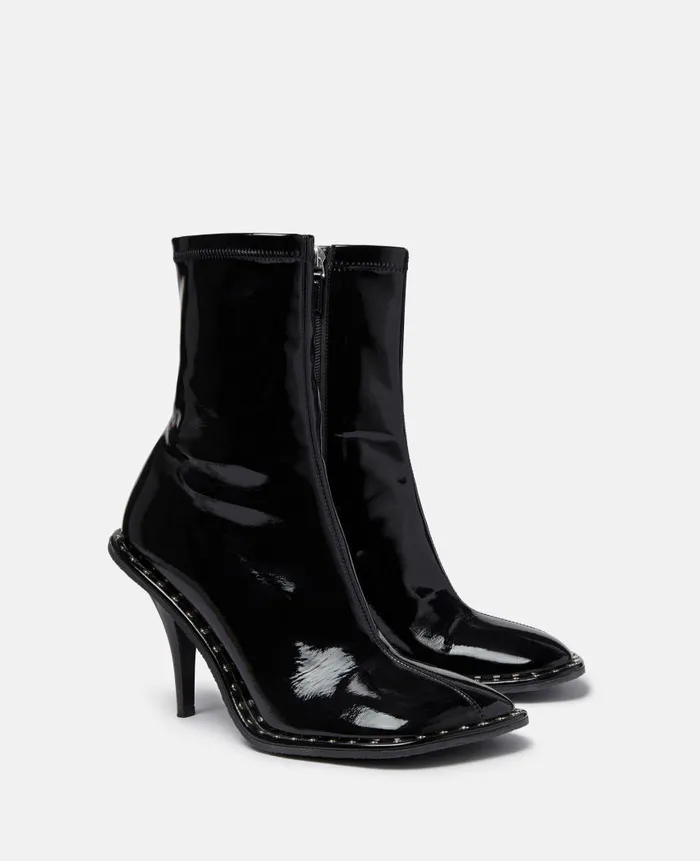 Women Boots Stella McCartney Ryder Lacquered Stiletto Ankle Boots Black
