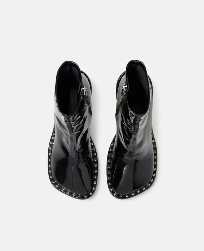 Women Boots Stella McCartney Ryder Lacquered Stiletto Ankle Boots Black