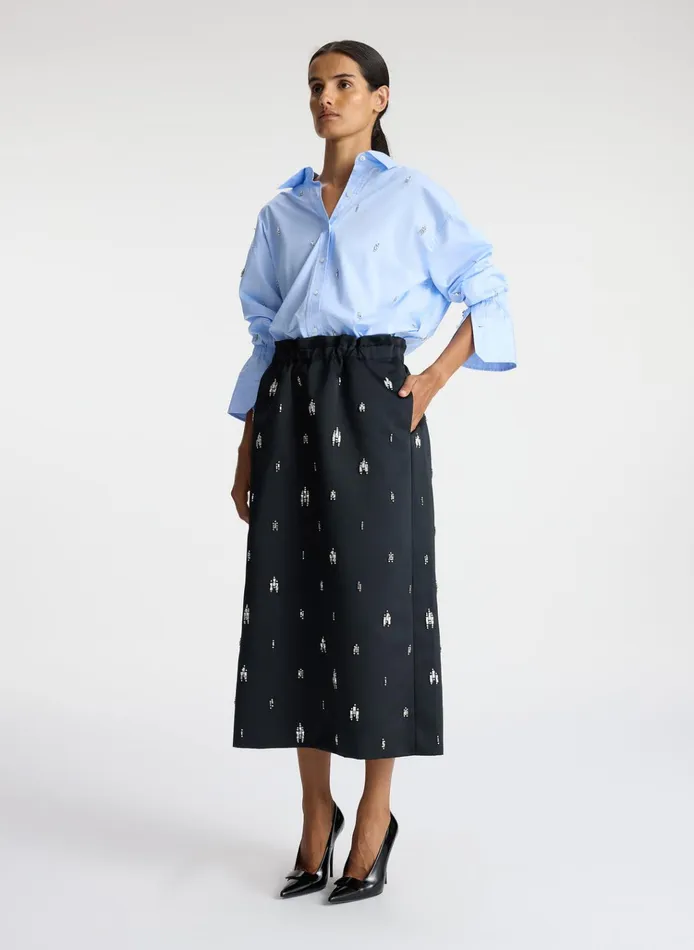 Women Bottoms ALC Alexia Embellished Midi Skirt Black