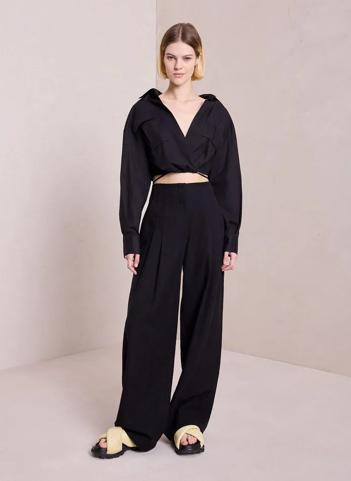 Women Bottoms ALC Bennett Linen Pant Black