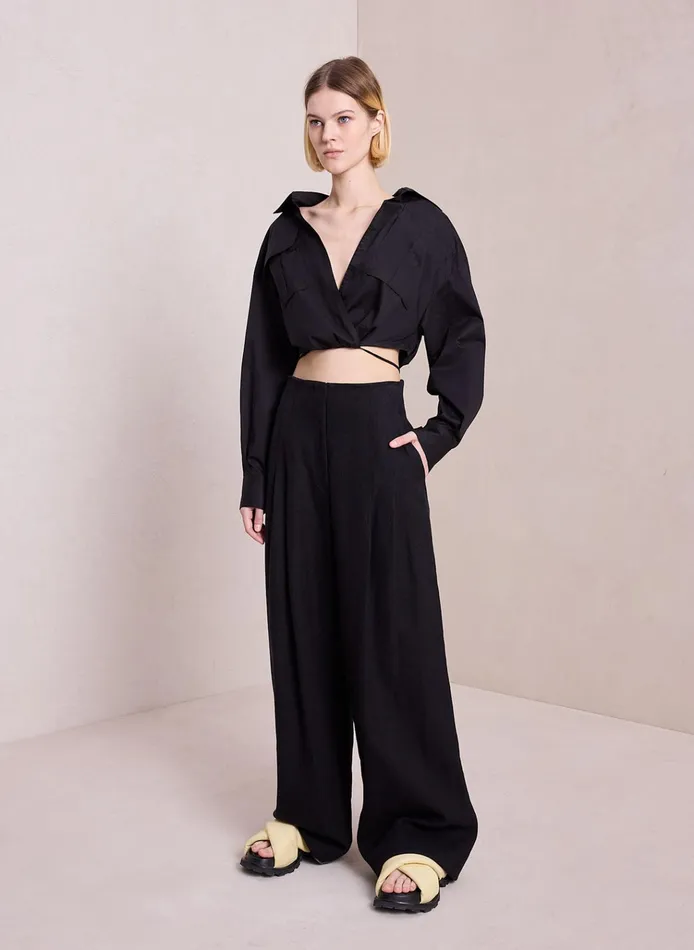 Women Bottoms ALC Bennett Linen Pant Black