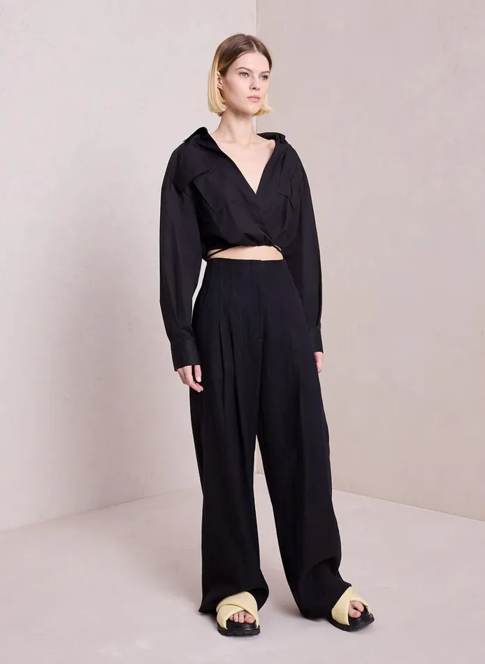Women Bottoms ALC Bennett Linen Pant Black