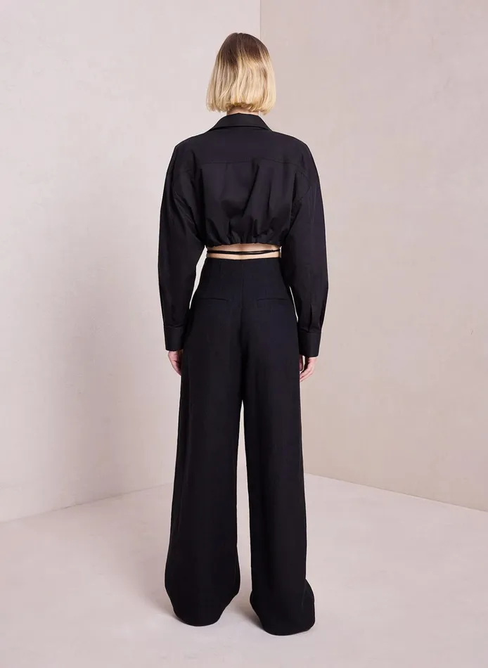 Women Bottoms ALC Bennett Linen Pant Black