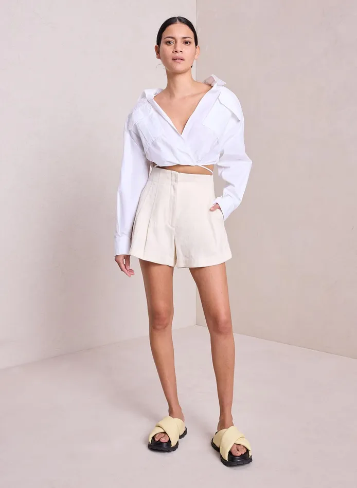Women Bottoms ALC Bennett Linen Short Ecru